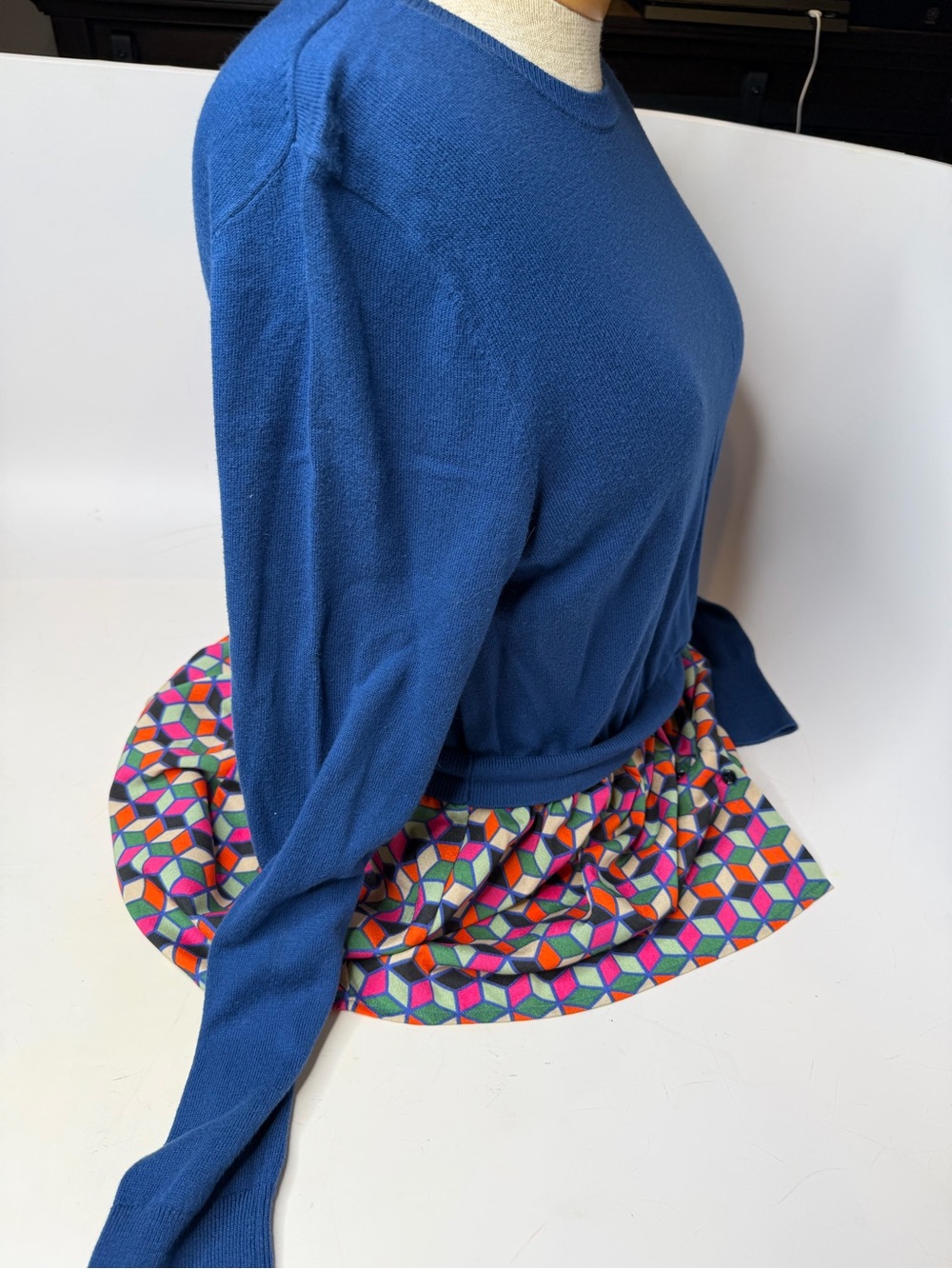The Limited Blue Knit Top with Multicolor Geometric Skirt Set - Picture 3 of 6